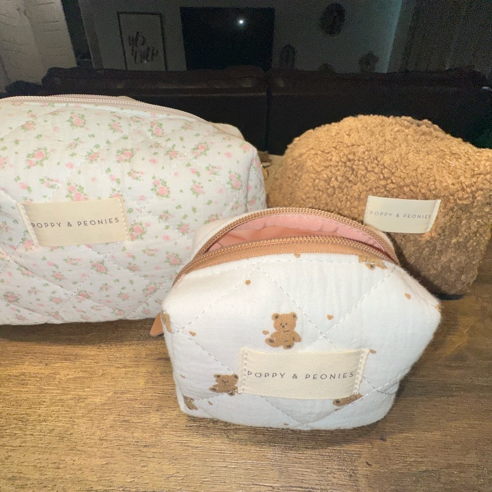 Poppy & Peonies Cosmetic Trio Teddy Faux Fur